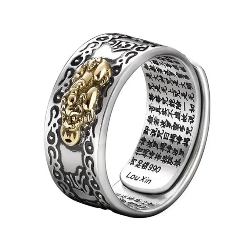 Bague feng Shui Pixiu Mantra - Adjustable / Or