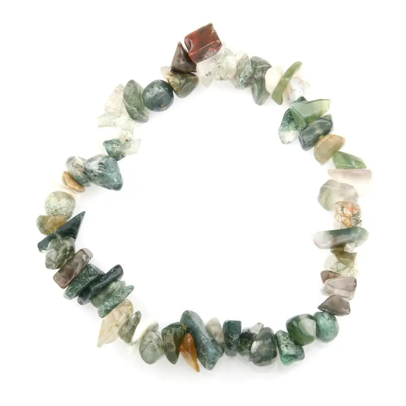 Bracelet 7 chakras vraies pierres - Agate aquatique / 19cm